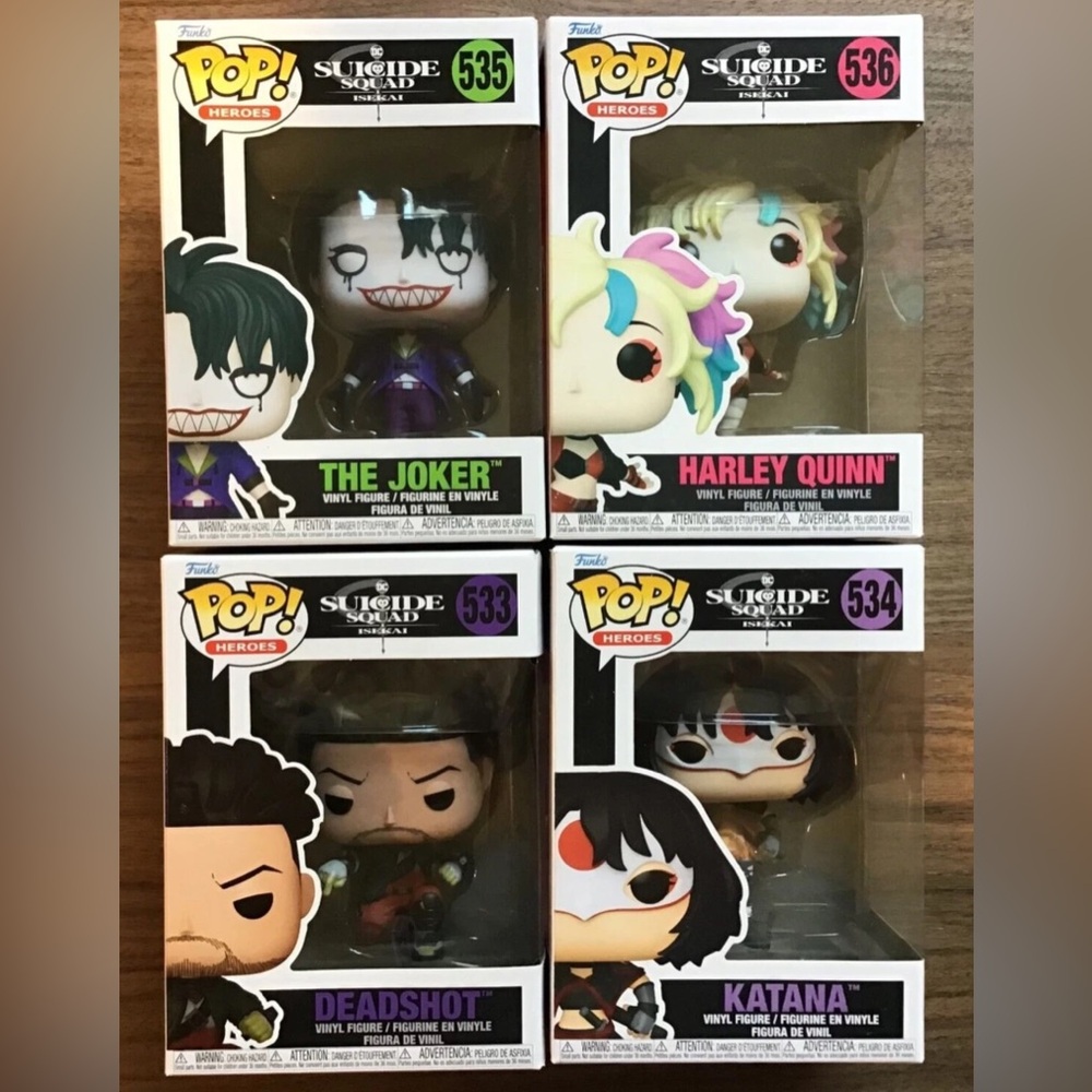 Complete Set Suicide Squad Isekai Funko Pops Deadshot The Joker Harley Quinn